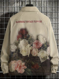 kkboxly kkboxly Floral Print Jacket Coat, Men's Casual Lapel Vintage Style Windbreaker Jacket Coat