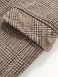 kkboxly  Wool Blend Elegant Plaid Blazer, Men's Casual Flap Pocket Button Up Sports Coat For Fall Winter Business Banquet