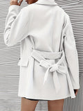 kkboxly  Double Breasted Lapel Blazer, Elegant Long Sleeve Solid Work Outerwear, Women's Clothing