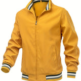 kkboxly  Solid Men's Casual Baseball Bomber Jacket Coat Regular Fit College Hipster Windbreaker For Spring Autumn