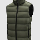 kkboxly  Warm Winter Vest, Men's Casual Zipper Pockets Stand Collar Zip Up Vest For Fall Winter