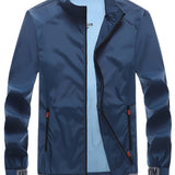 kkboxly  Casual Long Sleeves Pockets Jackets, Zipper Sun Protection Coats For Outdoor Sports Mountain Climbing Fishing, Men's Clothing