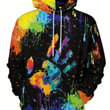 Handprint Print Hoodie, Cool Hoodies For Men, Men's Casual Graphic Design Pullover Hooded Sweatshirt Streetwear For Winter Fall, As Gifts