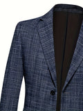 kkboxly Men's Semi-formal Thin Plaid Blazer, Chic Two Button Lapel Suit Jacket For Spring Fall
