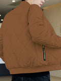 kkboxly  Warm Thick Jacket, Men's Casual Zipper Pockets Stand Collar Jacket For Fall Winter