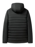kkboxly  Men's Casual Thick Thermal Zipper Quilted Jacket, Warm Long Sleeve Hooded Fleece Lined Windproof Padded Outwear For Winter