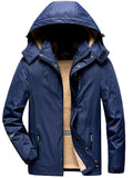 kkboxly  Men's Trendy Fleece Hooded Jacket, Active Stand Collar Zip Up Hooded Coat For Fall Winter Outdoor