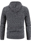 kkboxly  Two Sizes Smaller, Men's Fleece Hooded Knitted Cardigan, Autumn And Winter Solid Color Fashion Sweater Best Sellers
