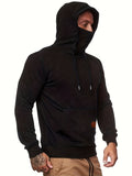 kkboxly  Men's Hoodie, Face Cover Casual Drawstring Hooded Sweatshirt With Multicolor