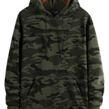 kkboxly  Men's Camo Loose Pullover Hooded Fleece Sweatshirt For Autumn And Winter