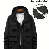 kkboxly  Men's Multi Pocket Detachable Windbreaker Jacket, Cargo Vest For Outdoor Fishing Climbing Photography, Multifunctional Wear-resistant Coat Vest