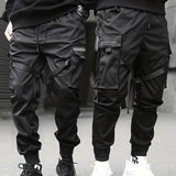 kkboxly Classic Design Multi Flap Pockets Cargo Pants,Men's Loose Fit Drawstring Kpop Cargo Pants，For Skateboarding,Street,Outdoor Camping