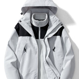 kkboxly  Stay Protected in Style: Men's 3-in-1 Windbreaker Jacket with Detachable Liner for Winter Outdoors