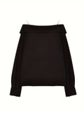 kkboxly  Solid Off Shoulder Button Front Blouse, Casual Long Sleeve Blouse For Spring & Fall, Women's Clothing
