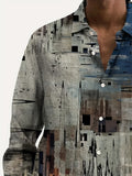 kkboxly  Plus Size Men's Vintage Pattern Print Long Sleeve Shirt For Autumn/winter, Men's Clothing