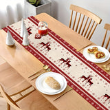 Merry Christmas Table Runner - 13"x70.8" Polyester with Red Elk Design, Perfect for Holiday Dining & Home Decor, Christmas Decor
