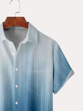 kkboxly  Plus Size Lapel Mens Hawaiian Shirt Gradient Color Button Down Shirts, Top Blouse Shirts, Short Sleeve Dress Shirts