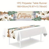 1pc, Christmas Table Runner, Tablecloths, Holiday Decorations, Christmas Party Decor, Table Decor