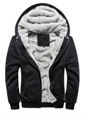 kkboxly  Warm Fleece Hooded Jacket, Men's Causal Zip Up Jacket Coat For Fall Winter Fitness Outdoor Activities