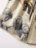 kkboxly kkboxly Men's Casual Oil Painting Finger Print Active Shorts, Drawstring Beach Shorts For Summer Beach Resort
