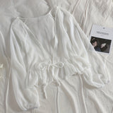 kkboxlyLong Sleeve Ruffle Hem Blouse, Loose Casual Top, Women's Clothing