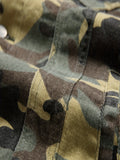 kkboxly  Chic Camouflage Print Denim Jacket, Men's Casual Cotton Multi Pocket Jacket