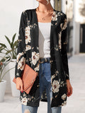 kkboxly  Floral Print Lightweight Jacket, Casual Open Front Long Sleeve Outerwear For Spring & Fall, Women's Clothing