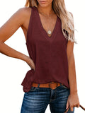 kkboxly  Solid V Neck Tank Top, Casual Sleeveless Tank Top For Summer, Women's Clothing
