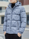 kkboxly  Warm Camouflage Pattern Winter Jacket, Men's Casual Stand Collar Padded Coat For Fall Winter