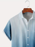 kkboxly  Plus Size Lapel Mens Hawaiian Shirt Gradient Color Button Down Shirts, Top Blouse Shirts, Short Sleeve Dress Shirts