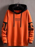 kkboxly Plus Size Men's Contrast Color Letters Print Hoodies Oversized Hooded Sweatshirt Casual Fashion Tops For Spring/autumn, Men's Clothing