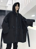kkboxly  Men's Trendy Oversize Windbreaker, Casual Streetwear Zip Up Loose Hooded Coat For Outdoor