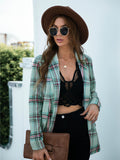 kkboxly  Lapel Plaid Print Pockets Jacket, Casual Long Sleeve Autumn Stylish Outerwear, Women's Clothing
