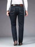 kkboxly  Chic Jeans For Business, Men's Semi-formal Stretch Dress Pants For All Seasons, Father's Gift