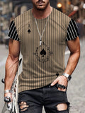 2025 Men's Striped Spade Print T-Shirt - Comfortable Summer Tee with Various Graphic Designs
