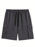 kkboxly  Plus Size Men's Relaxed Fit Cargo Shorts With Pockets, Oversized Casual Drawstring Shorts For Big And Tall Guys