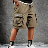 kkboxly  Men's Trendy Plain Color Cargo Shorts, Oversized Shorts With Pocket Plus Size