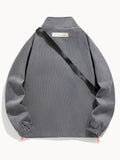 Corduroy Windbreaker Jacket, Men's Casual Street Style Stand Collar Zip Up Varsity Jackets
