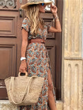 Kkboxly  Paisley Print V Neck Dress, Boho Casual Short Sleeve Dress For Spring & Summer, Women's Clothing