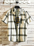 kkboxly  Stylish Plaid Short-Sleeve Shirt for Plus Size Men - Trendy Oversized Button Up Lapel Top for Summer Casual Wear