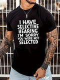 2025 kkboxly  Big and Tall Men's 'I HAVE SELECTIVE HEARING' Print T-Shirt - Oversized Casual Crewneck Tee for Summer Comfort