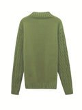 kkboxly kkboxly  All Match Knitted Cable Sweater, Men's Casual Warm Middle Stretch Stand Collar Pullover Sweater For Fall Winter