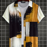 kkboxly  Men's Casual Short Sleeve Shirt, Male Hawaiian Shirt For Summer Beach Vacation