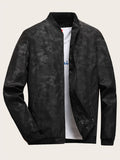 kkboxly  Men's Casual Camouflage Pattern Bomber Jacket, Baseball Collar Varsity Jacket