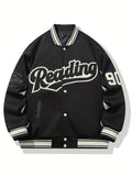 Men's Letter Embroidery Varsity Jackets, Baseball Collar Jacket Coat For School