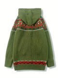 3j3 Women's Casual Hooded Knit Cardigan - Color Block, Button-Up, Long Sleeve with Pockets - Perfect for Fall & Winter