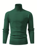 kkboxly  All Match Knitted Thermal Solid Sweater, Men's Casual Warm High Stretch Stand Collar Pullover Sweater For Fall Winter