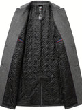 kkboxly  Father's Day Gift Classic Design Warm Coat, Men's Semi-formal Mid Length Button Up Lapel Coat For Fall Winter Business