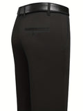 kkboxly  Classic Design Dress Pants, Men's Formal Solid Color Slim Fit Mid Stretch Dress Pants For Spring Summer Business