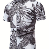 kkboxly  Men's Casual Slim Short Sleeve Shirts With Flower For Summer